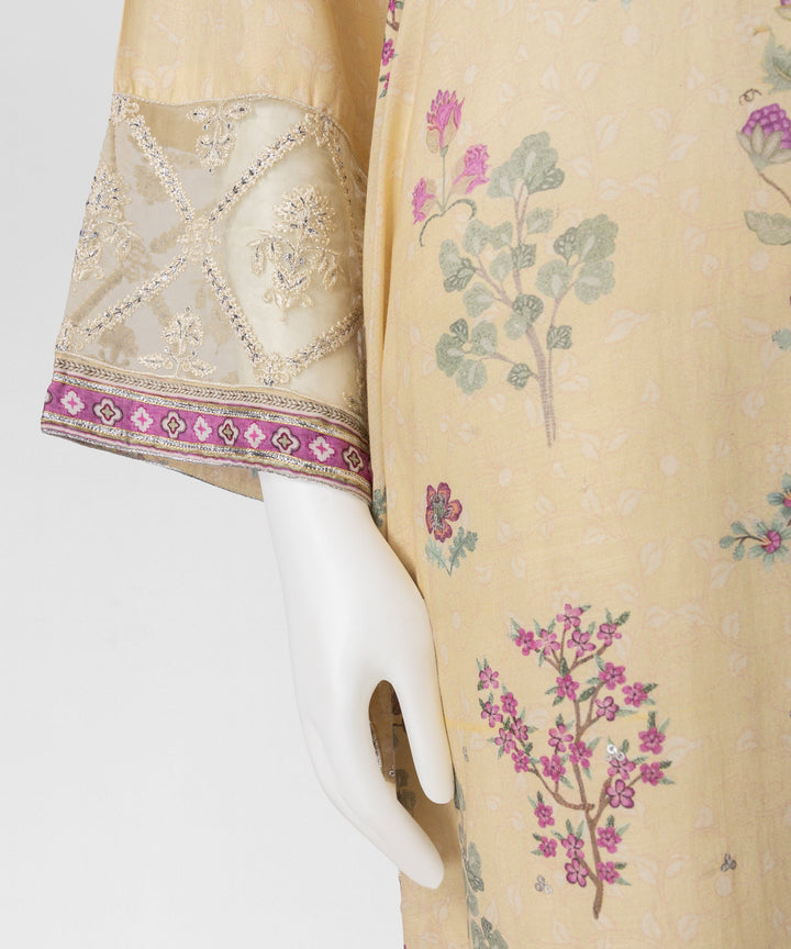 Cotton Viscose Light Yellow Stitched Suit - J. Junaid Jamshed