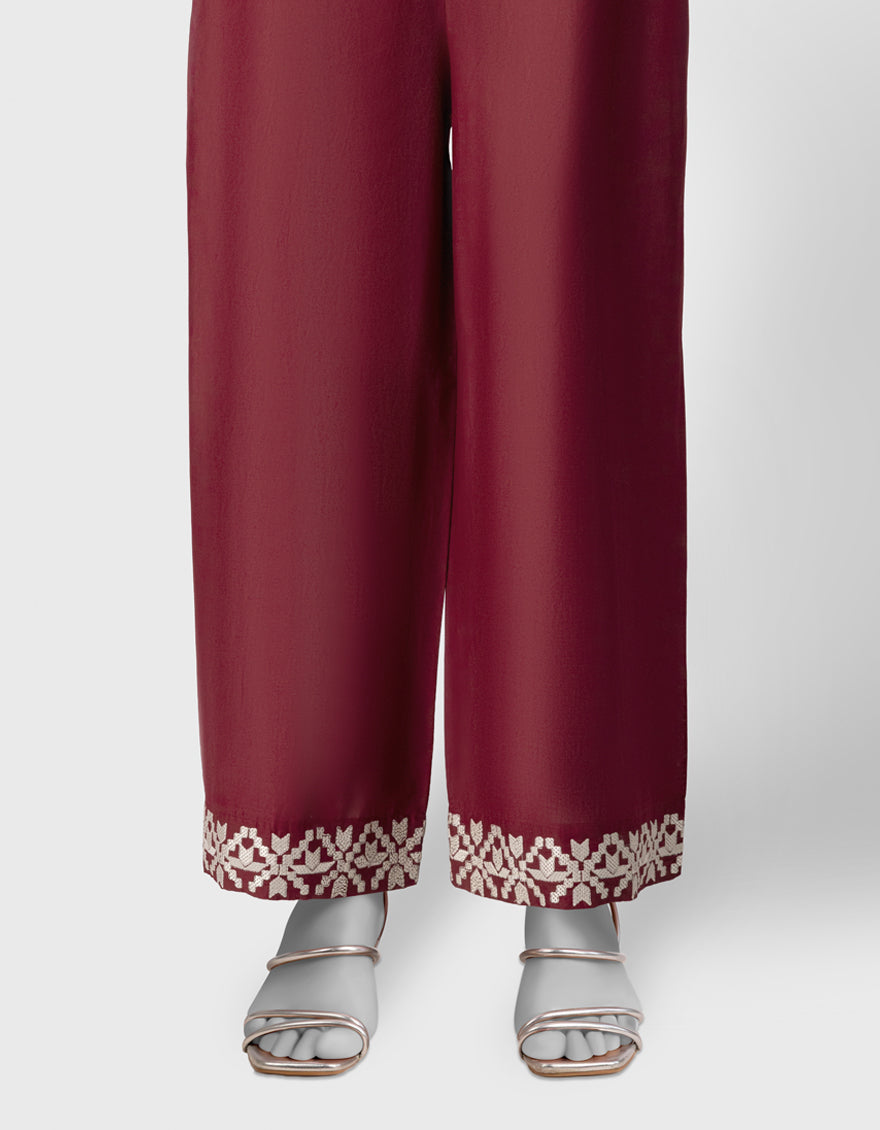 Lawn Maroon Trouser - J. Junaid Jamshed