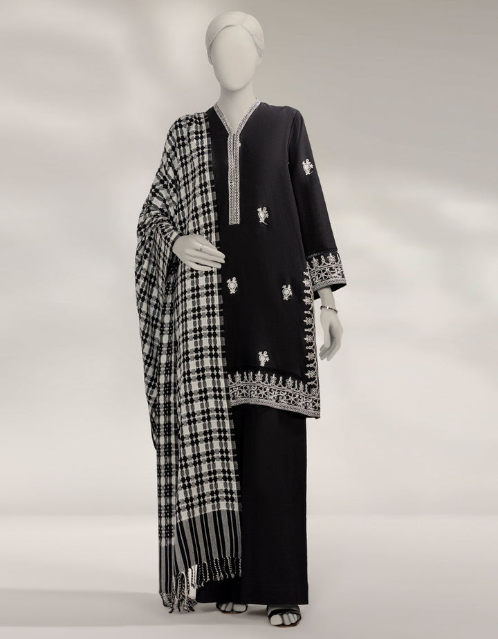 Jacquard Teal Unstitched Suit - J. Junaid Jamshed