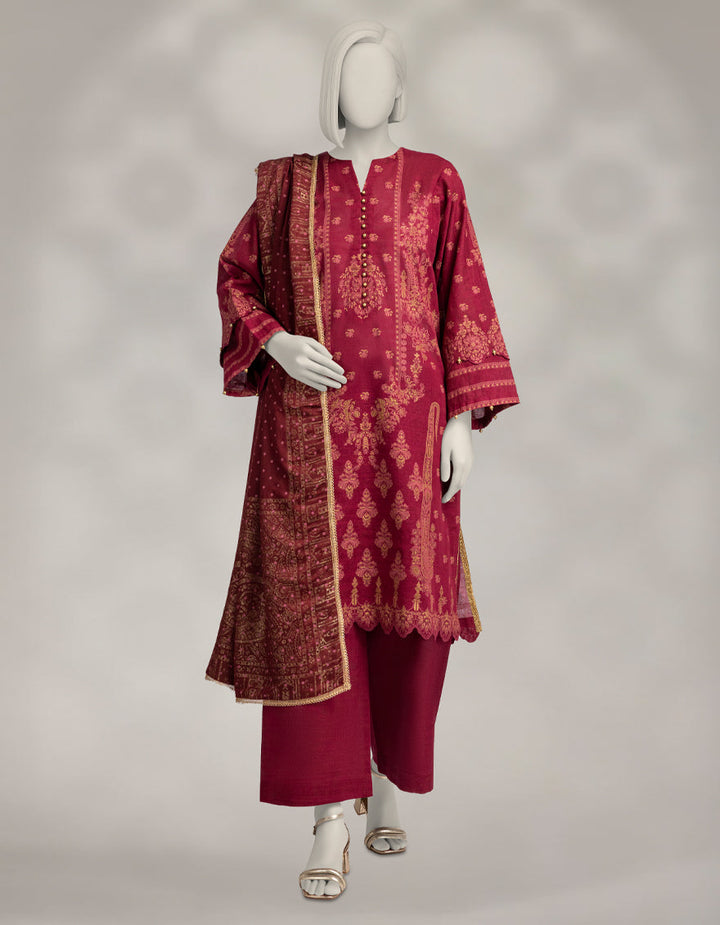 Khaddar Slub Multicolor Unstitched Suit - J. Junaid Jamshed