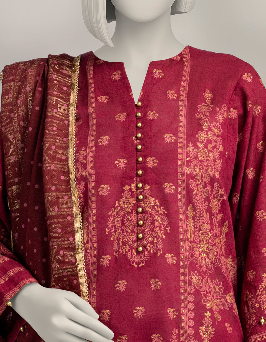 Khaddar Slub Multicolor Unstitched Suit - J. Junaid Jamshed