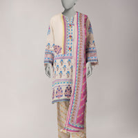 Lawn White Unstitched Suit - J. Junaid Jamshed