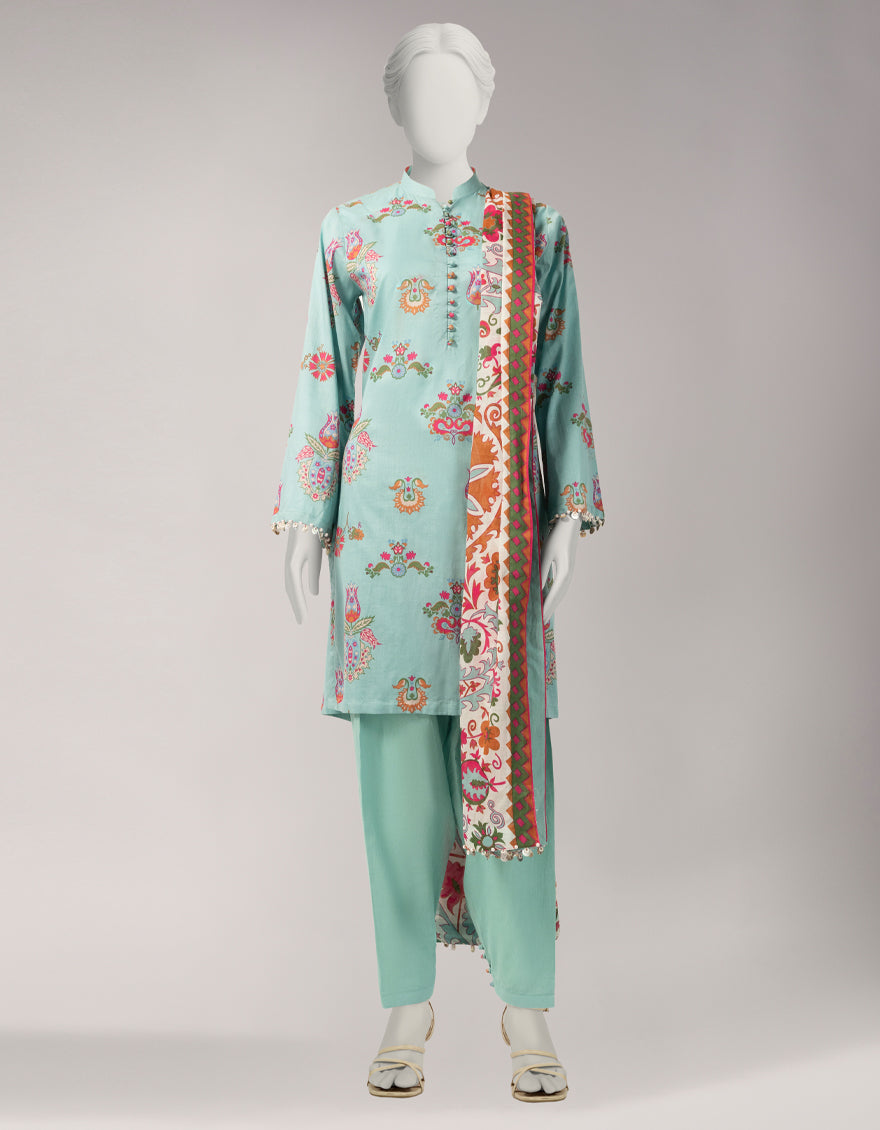 Lawn Multicolor Unstitched Suit - J. Junaid Jamshed