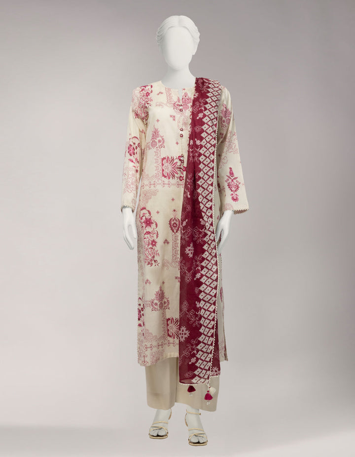 Lawn Multicolor Unstitched Suit - J. Junaid Jamshed