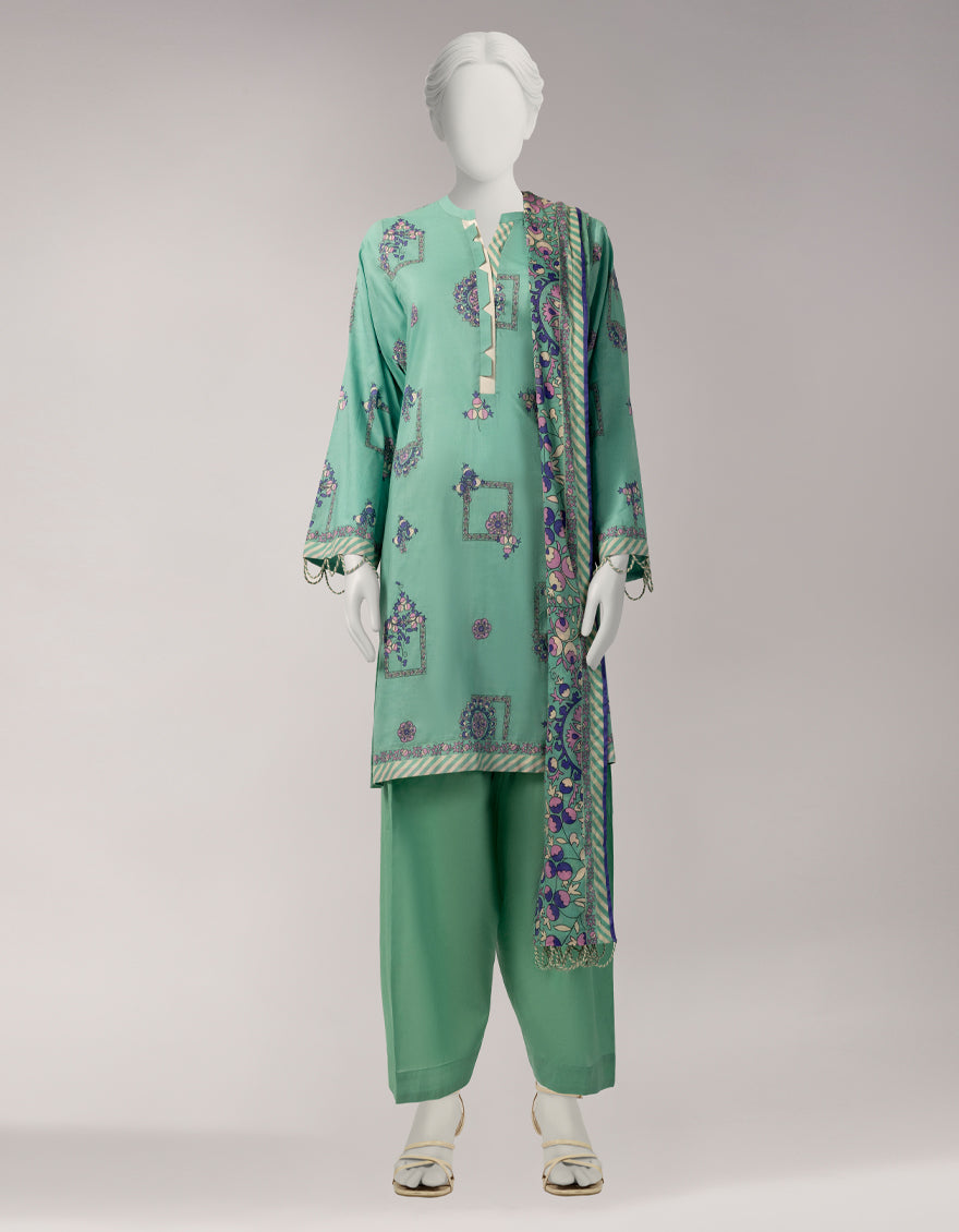 Lawn Multicolor Unstitched Suit - J. Junaid Jamshed