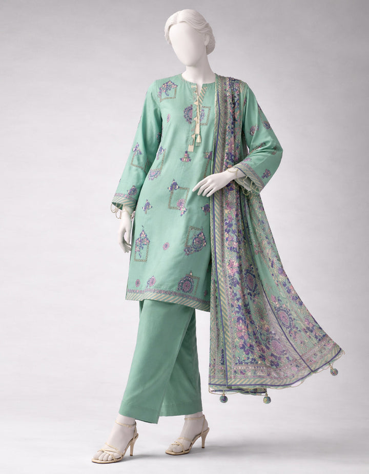 Lawn Multicolor Unstitched Suit - J. Junaid Jamshed
