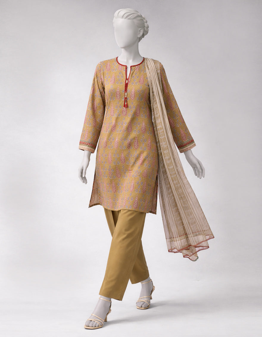 Lawn Multicolor Unstitched Suit - J. Junaid Jamshed