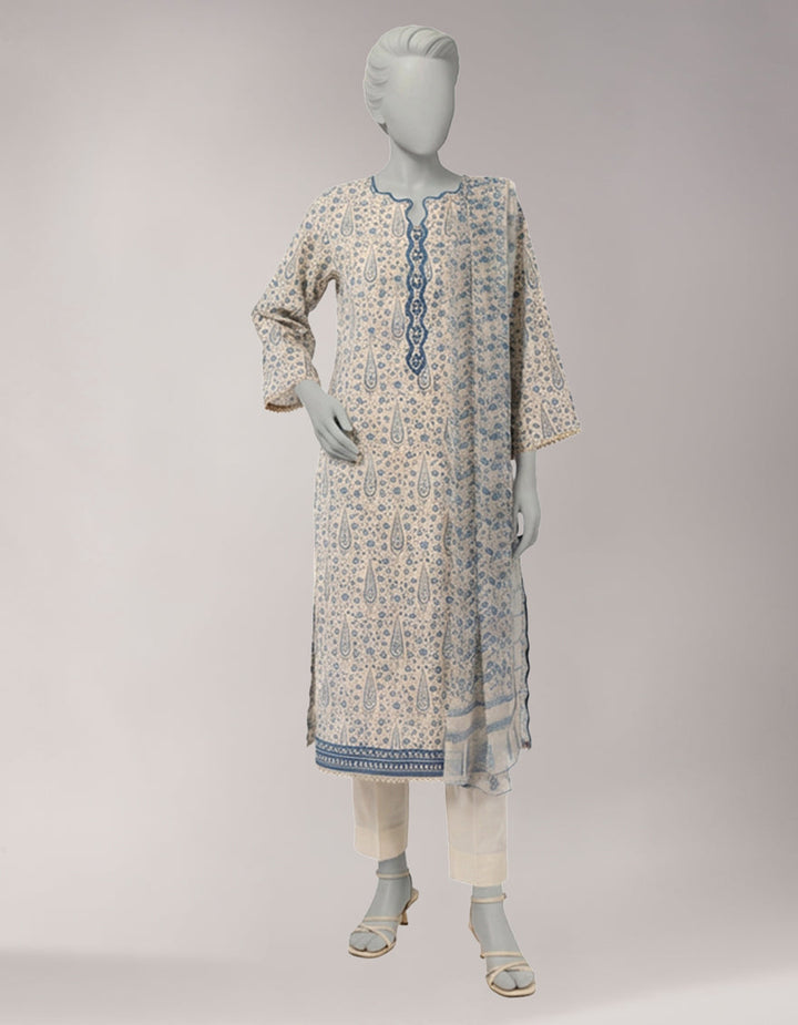 Lawn Multicolor Unstitched Suit - J. Junaid Jamshed