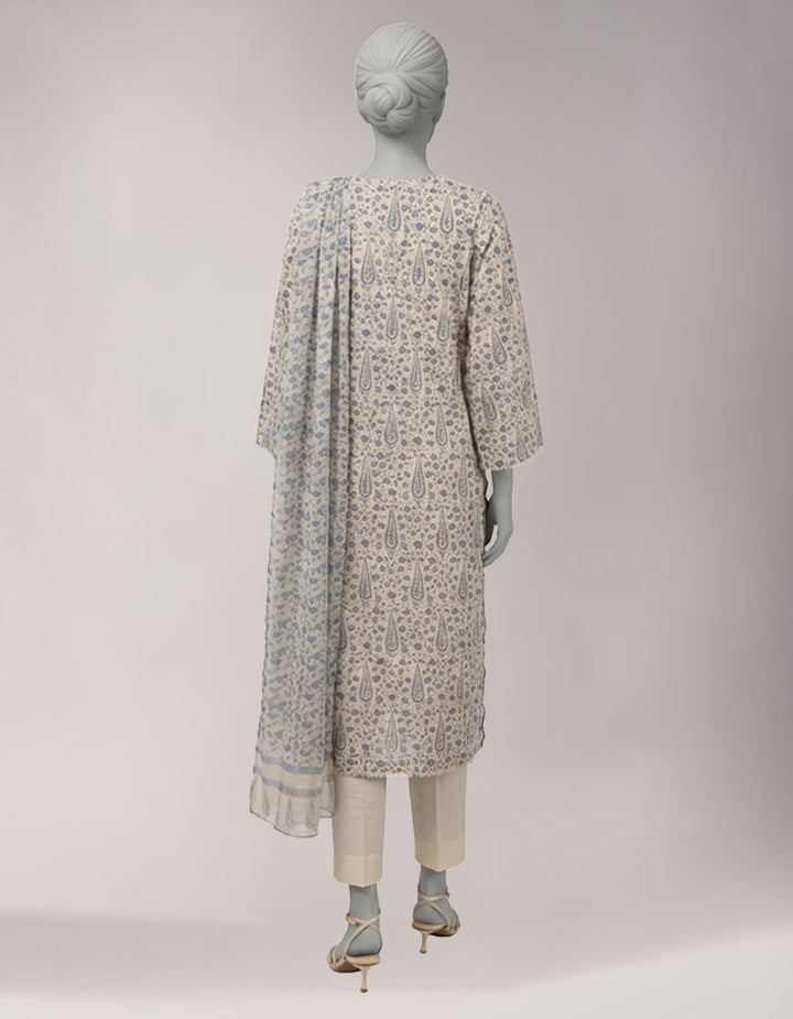 Lawn Multicolor Unstitched Suit - J. Junaid Jamshed