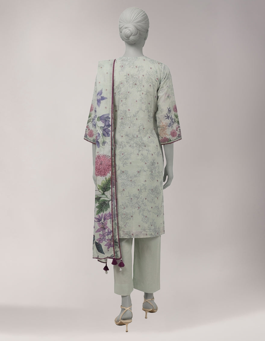 Lawn Multicolor Unstitched Suit - J. Junaid Jamshed