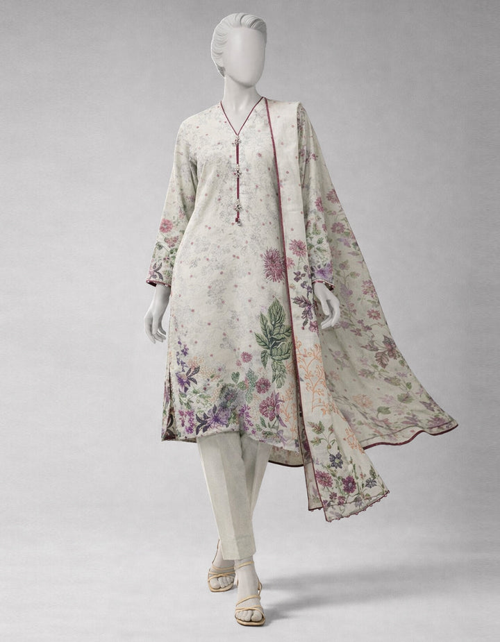 Lawn Multicolor Unstitched Suit - J. Junaid Jamshed