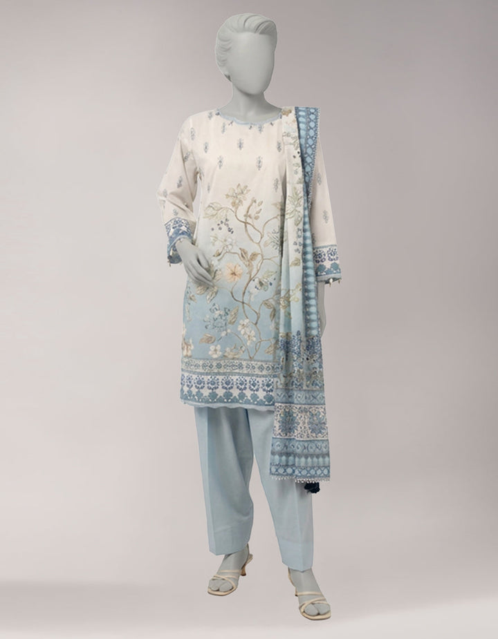 Lawn Multicolor Unstitched Suit - J. Junaid Jamshed
