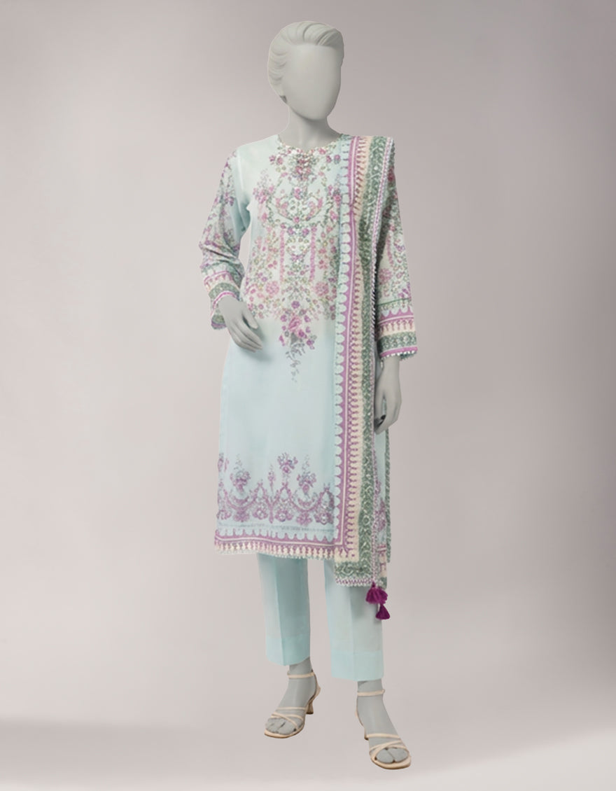 Lawn Multicolor Unstitched Suit - J. Junaid Jamshed