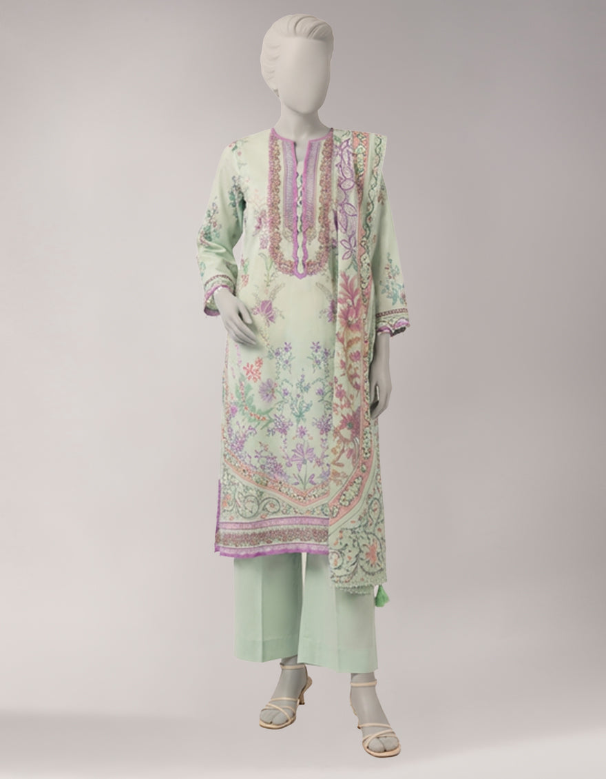 Lawn Multicolor Unstitched Suit - J. Junaid Jamshed