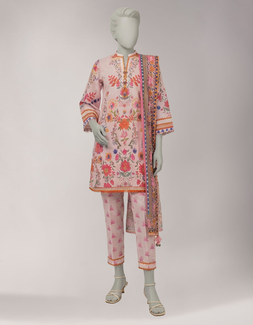 Lawn Multicolor Unstitched Suit - J. Junaid Jamshed
