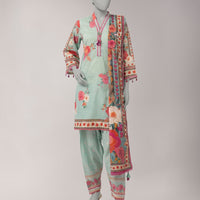Lawn Multicolor Unstitched Suit - J. Junaid Jamshed