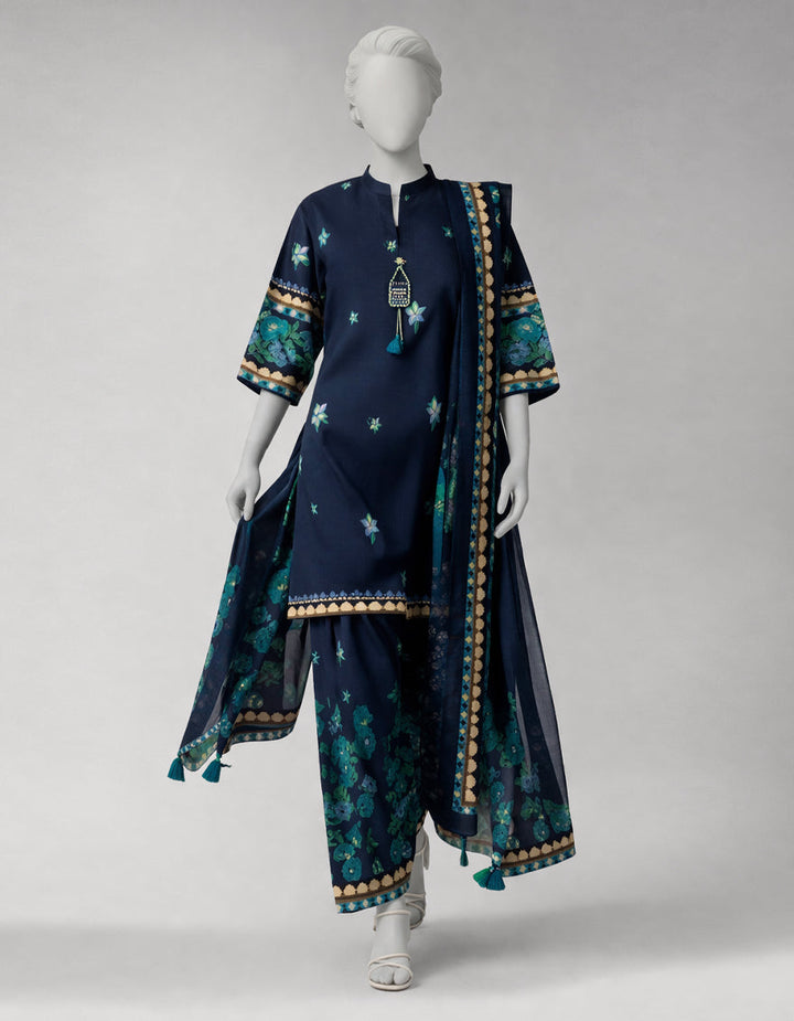 Lawn Multicolor Unstitched Suit - J. Junaid Jamshed