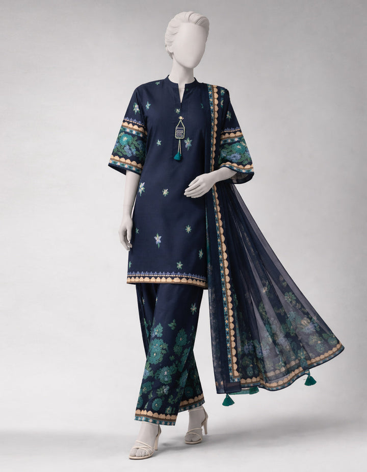 Lawn Multicolor Unstitched Suit - J. Junaid Jamshed