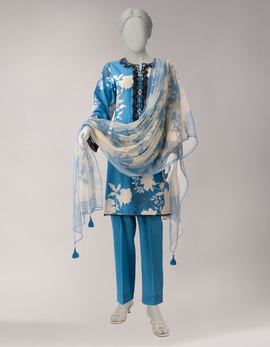 Lawn Multicolor Unstitched Suit - J. Junaid Jamshed