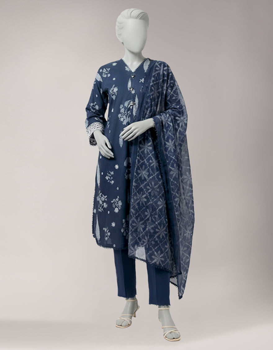 Lawn Multicolor Unstitched Suit - J. Junaid Jamshed