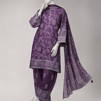 Lawn Purple Unstitched Suit - J. Junaid Jamshed
