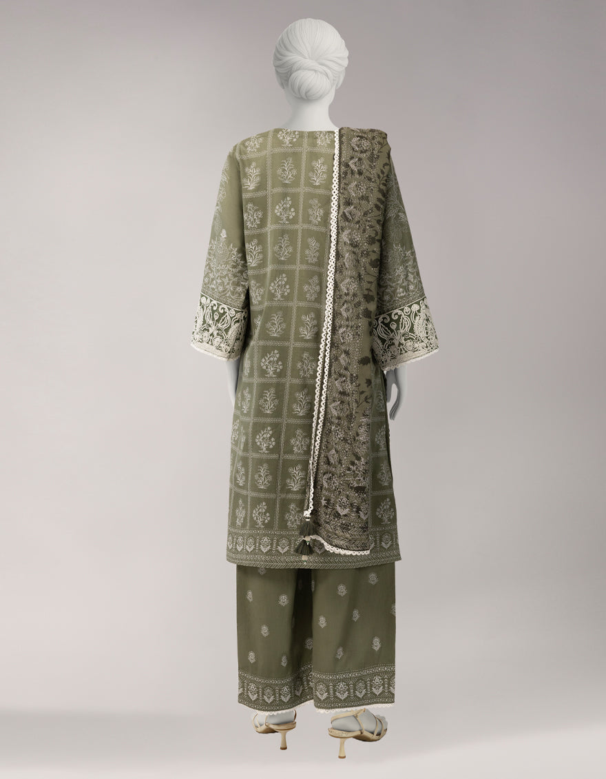 Lawn Green Unstitched Suit - J. Junaid Jamshed