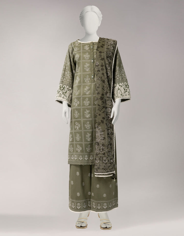Lawn Green Unstitched Suit - J. Junaid Jamshed