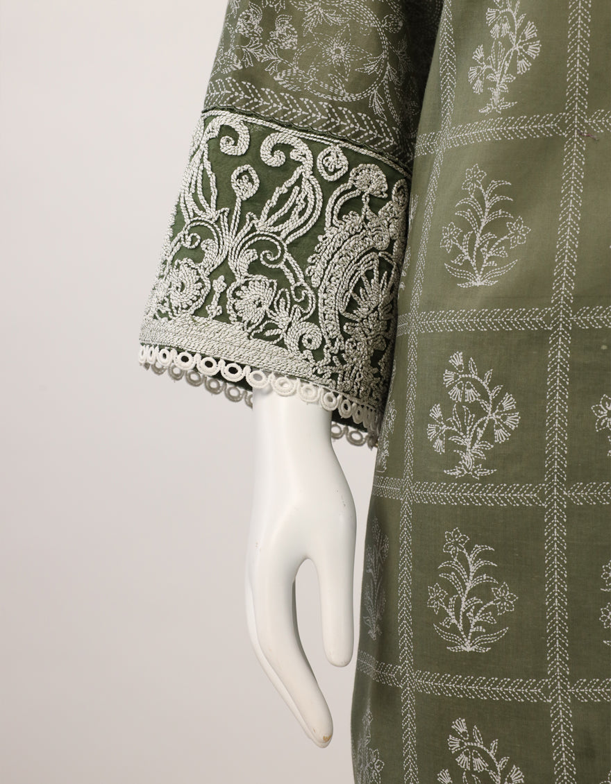 Lawn Green Unstitched Suit - J. Junaid Jamshed