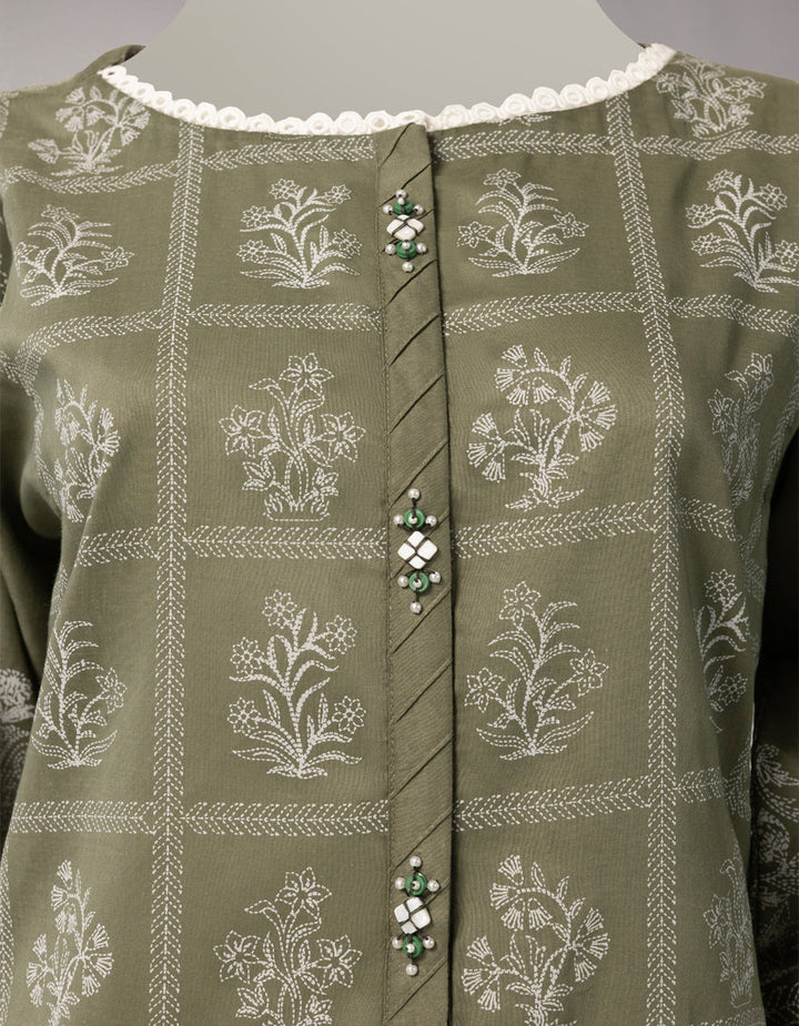 Lawn Green Unstitched Suit - J. Junaid Jamshed