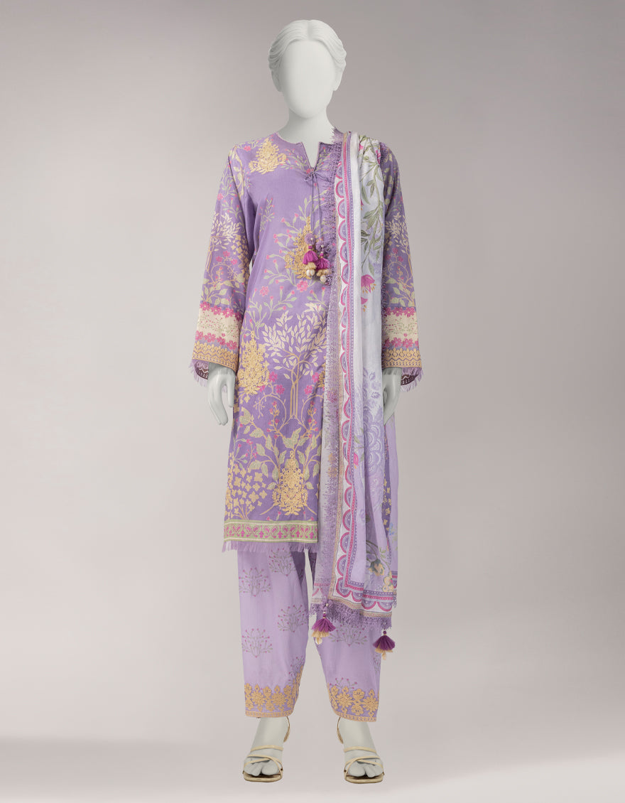 Lawn Multicolor Unstitched Suit - J. Junaid Jamshed