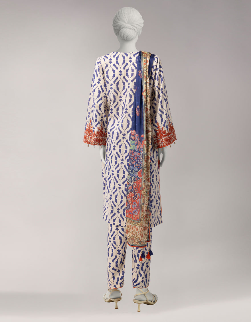 Lawn Multicolor Unstitched Suit - J. Junaid Jamshed