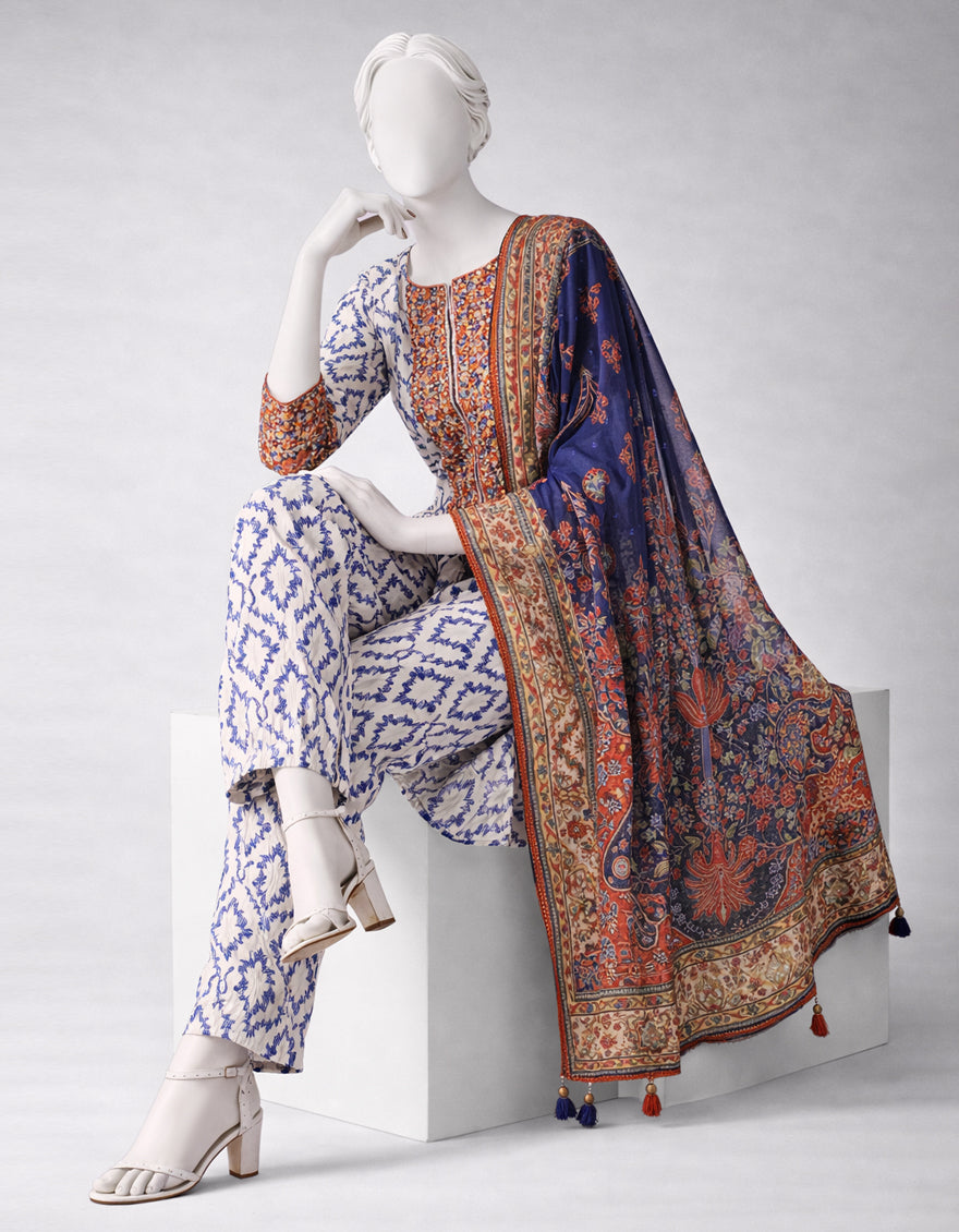 Lawn Multicolor Unstitched Suit - J. Junaid Jamshed
