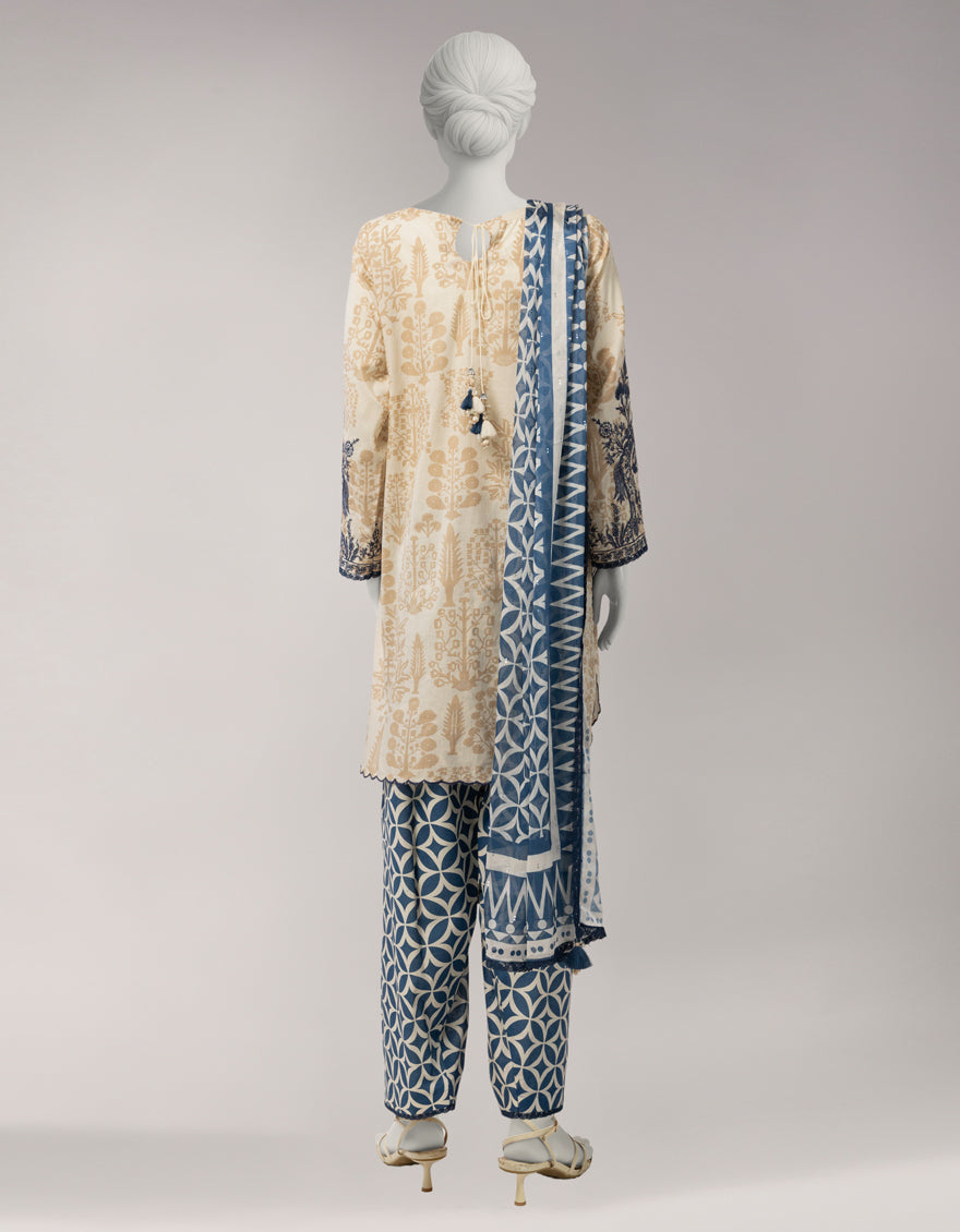 Lawn Multicolor Unstitched Suit - J. Junaid Jamshed