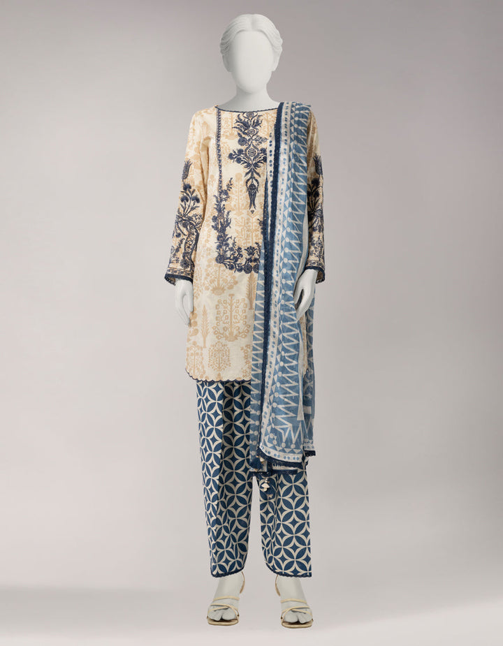 Lawn Multicolor Unstitched Suit - J. Junaid Jamshed