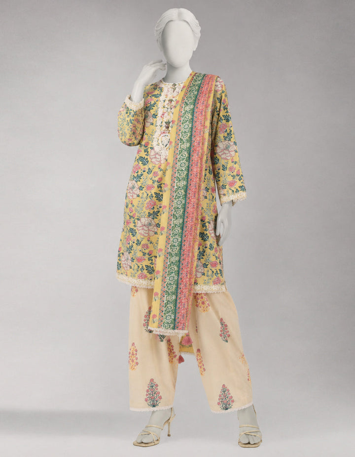 Lawn Multicolor Unstitched Suit - J. Junaid Jamshed