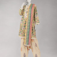 Lawn Multicolor Unstitched Suit - J. Junaid Jamshed