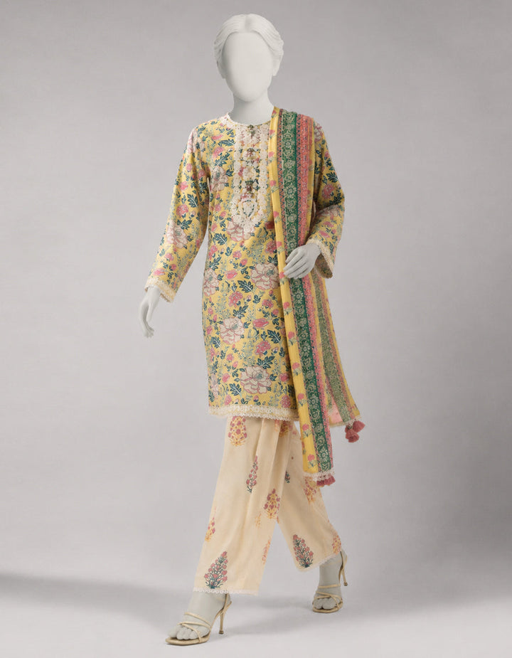 Lawn Multicolor Unstitched Suit - J. Junaid Jamshed