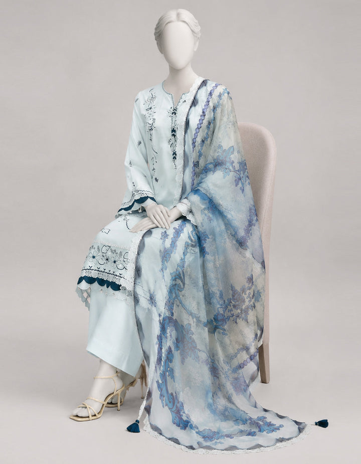 Lawn Sky Blue Unstitched Suit - J. Junaid Jamshed