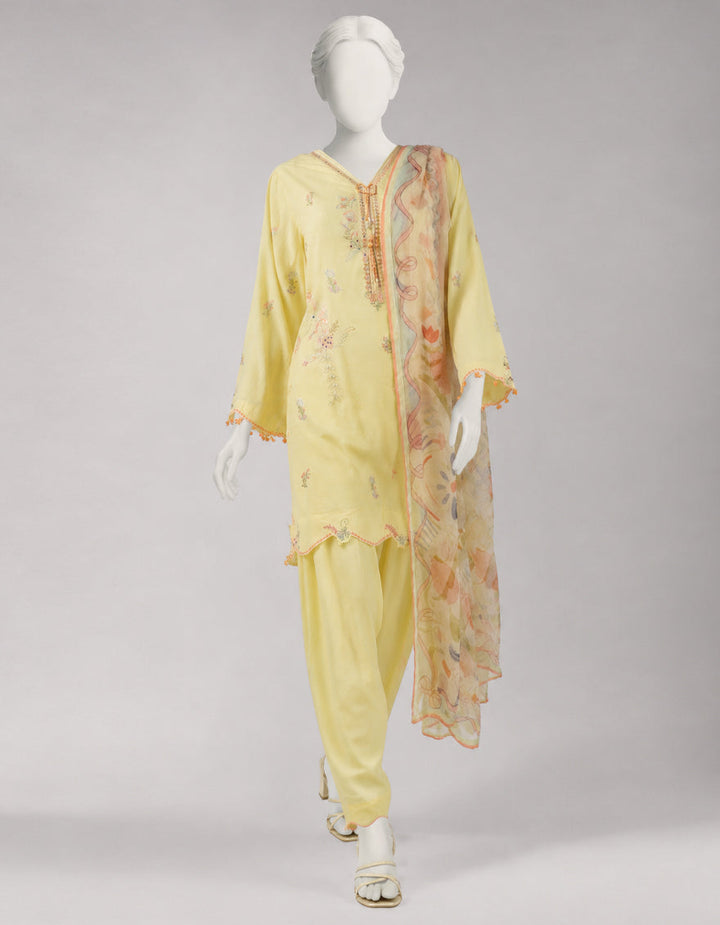 Lawn Yellow Unstitched Suit - J. Junaid Jamshed
