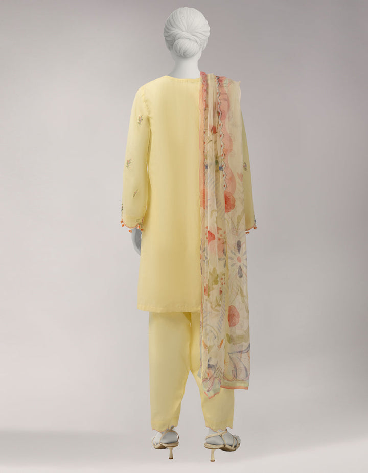Lawn Yellow Unstitched Suit - J. Junaid Jamshed