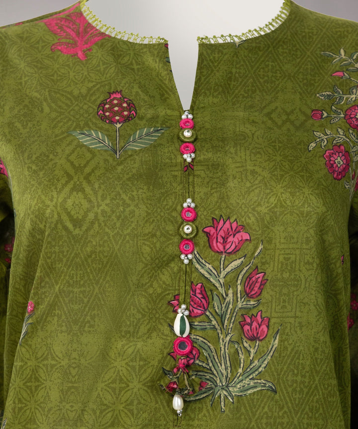 Lawn Green Unstitched Suit - J. Junaid Jamshed