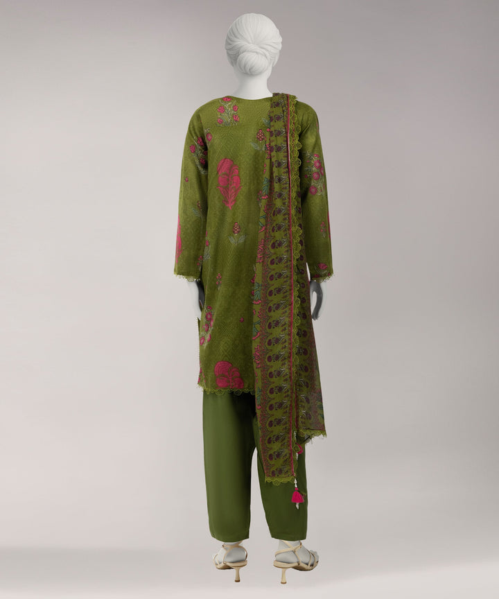 Lawn Green Unstitched Suit - J. Junaid Jamshed