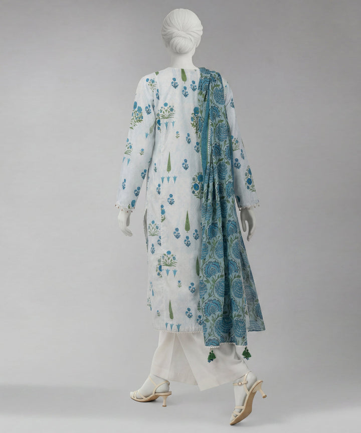 Lawn White Unstitched Suit - J. Junaid Jamshed