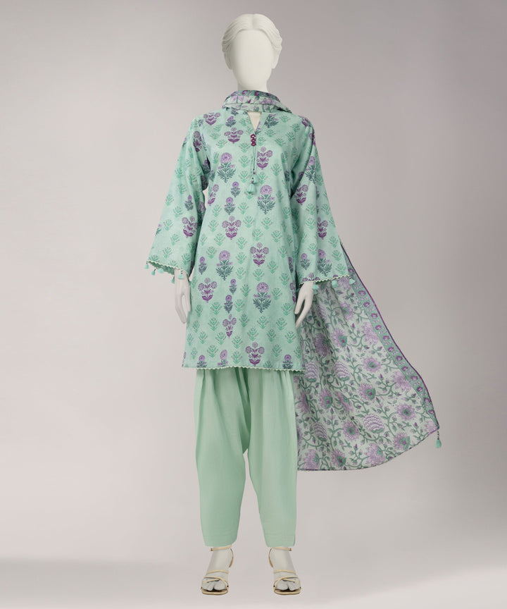 Lawn Green Unstitched Suit - J. Junaid Jamshed