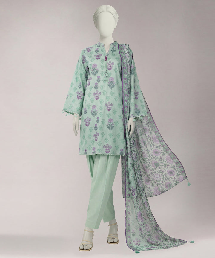 Lawn Green Unstitched Suit - J. Junaid Jamshed