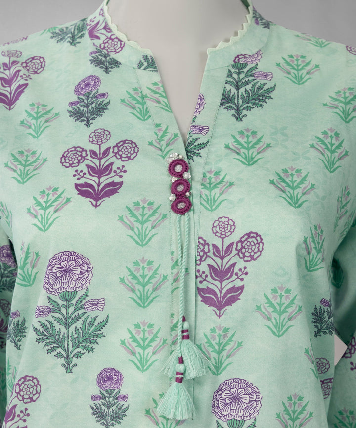Lawn Green Unstitched Suit - J. Junaid Jamshed