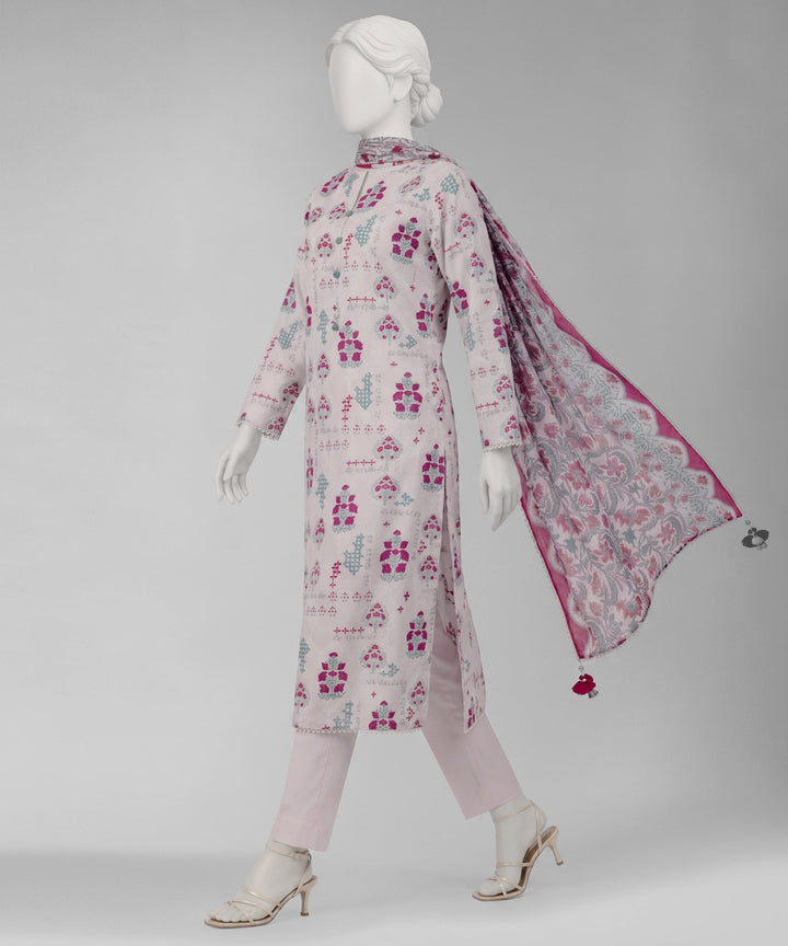 Lawn White Unstitched Suit - J. Junaid Jamshed