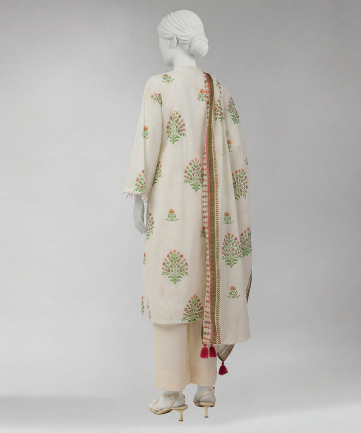 Lawn Off White Unstitched Suit - J. Junaid Jamshed