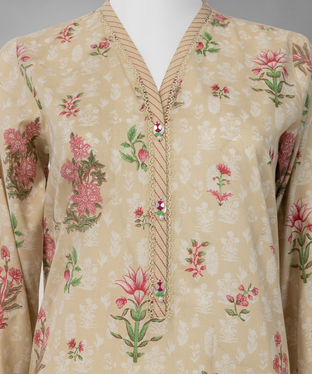 Lawn Beige Unstitched Suit - J. Junaid Jamshed