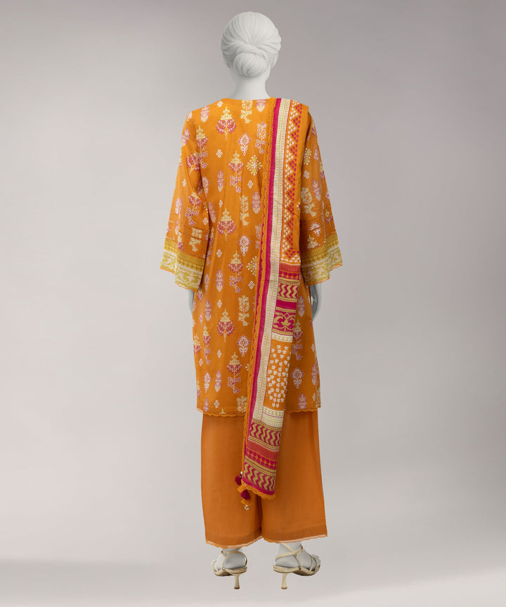 Lawn Orange Unstitched Suit - J. Junaid Jamshed